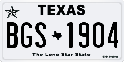 TX license plate BGS1904