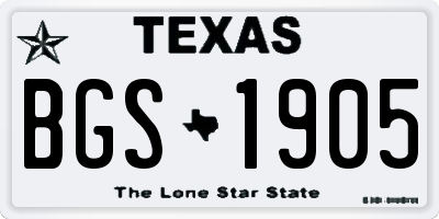 TX license plate BGS1905