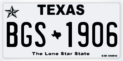 TX license plate BGS1906