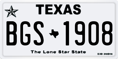 TX license plate BGS1908
