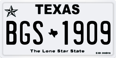 TX license plate BGS1909