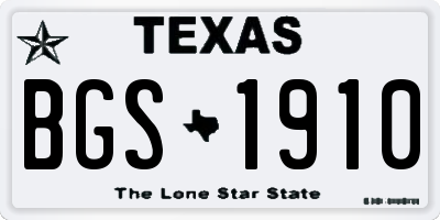 TX license plate BGS1910