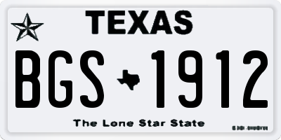 TX license plate BGS1912