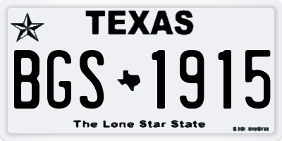 TX license plate BGS1915