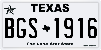 TX license plate BGS1916