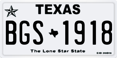 TX license plate BGS1918