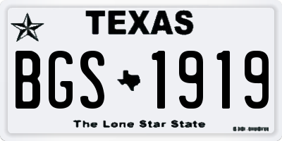 TX license plate BGS1919