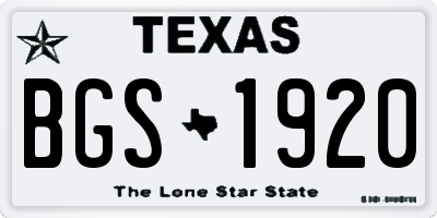 TX license plate BGS1920