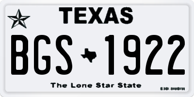 TX license plate BGS1922