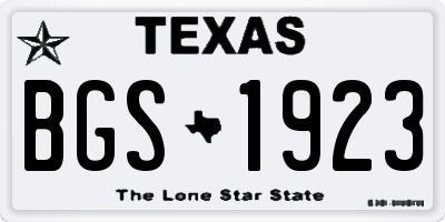 TX license plate BGS1923