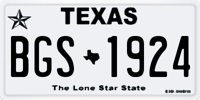TX license plate BGS1924