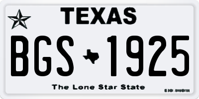 TX license plate BGS1925