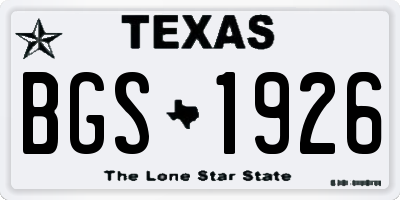 TX license plate BGS1926