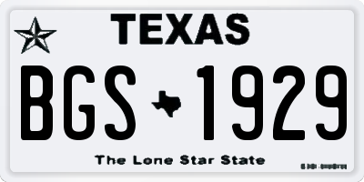 TX license plate BGS1929