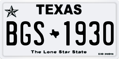 TX license plate BGS1930