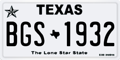TX license plate BGS1932