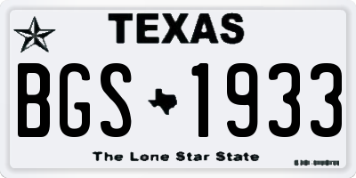 TX license plate BGS1933