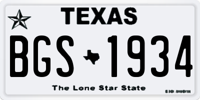 TX license plate BGS1934