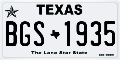 TX license plate BGS1935