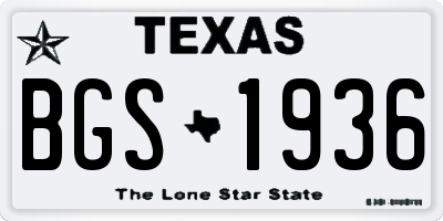 TX license plate BGS1936