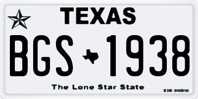 TX license plate BGS1938