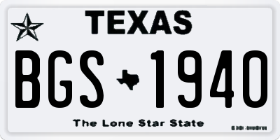 TX license plate BGS1940