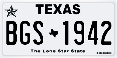 TX license plate BGS1942