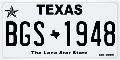 TX license plate BGS1948