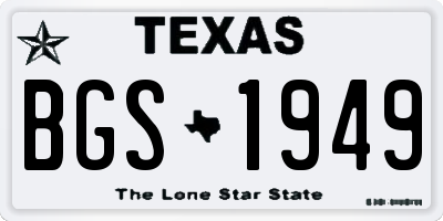 TX license plate BGS1949