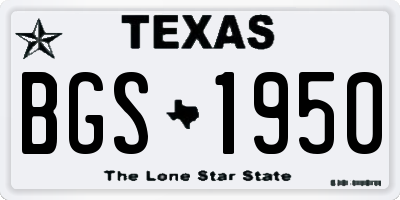 TX license plate BGS1950