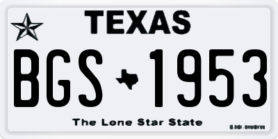 TX license plate BGS1953
