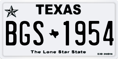 TX license plate BGS1954