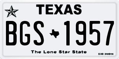 TX license plate BGS1957