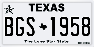 TX license plate BGS1958