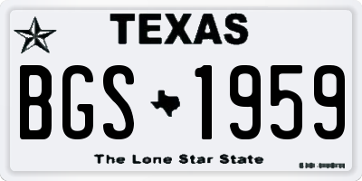 TX license plate BGS1959