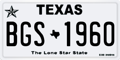 TX license plate BGS1960
