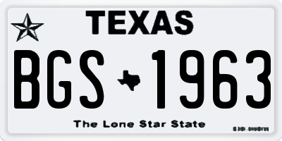 TX license plate BGS1963