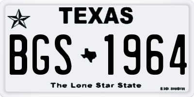 TX license plate BGS1964