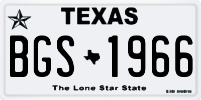 TX license plate BGS1966