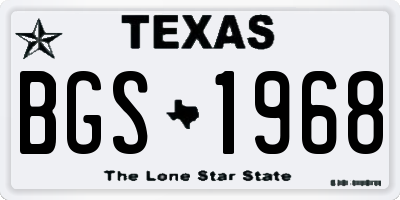 TX license plate BGS1968