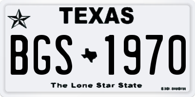TX license plate BGS1970