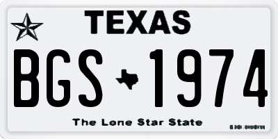 TX license plate BGS1974