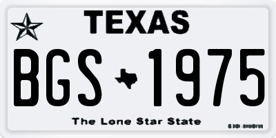 TX license plate BGS1975