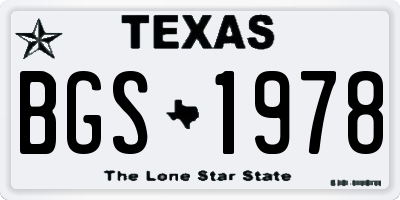 TX license plate BGS1978