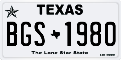 TX license plate BGS1980