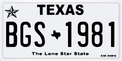 TX license plate BGS1981