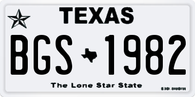 TX license plate BGS1982