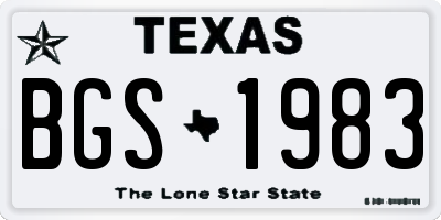 TX license plate BGS1983