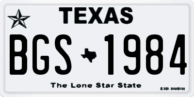 TX license plate BGS1984