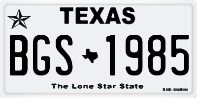 TX license plate BGS1985